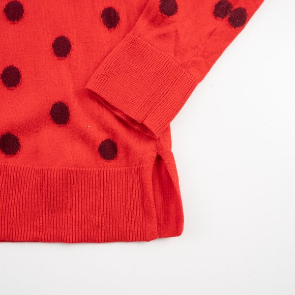 OLD NAVY red crewneck sweater w/ maroon polka dots size S - Picture 5 of 8